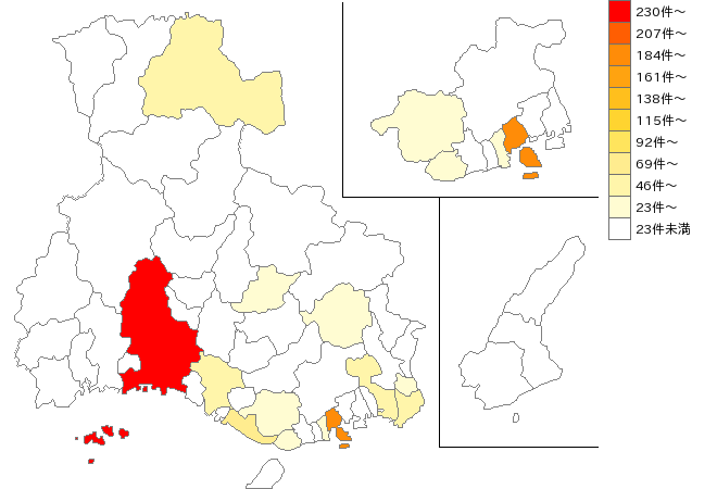 兵庫県の各種保険業界マップ