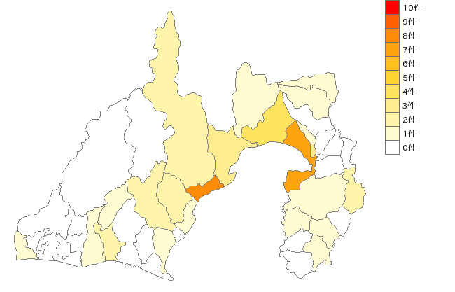 静岡県の各種商品販売業界マップ