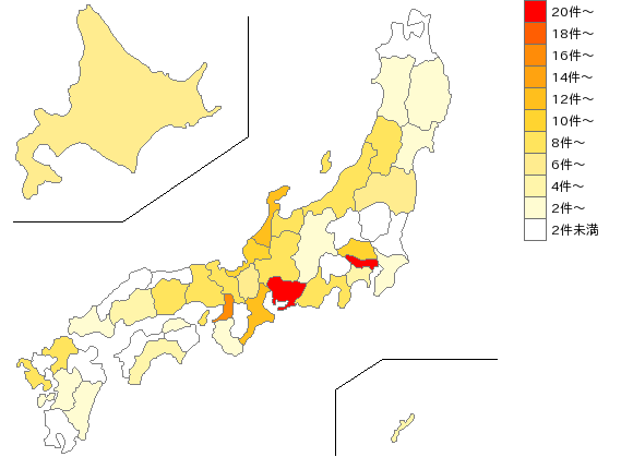 全国のろうそく製造業界マップ