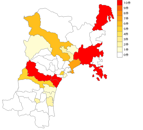 宮城県の冷凍機・温湿調整装置業界マップ